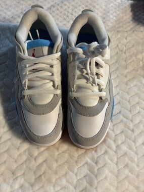 Jordan Kids White, Light Blue & Gray Low-Top Sneakers
